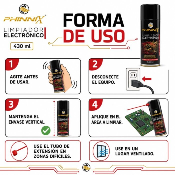 Limpiador de Contactos Electrónicos PHINNIX 430 ml Aerosol Limpiador de Contactos Electrónicos PHINNIX 430 ml Aerosol