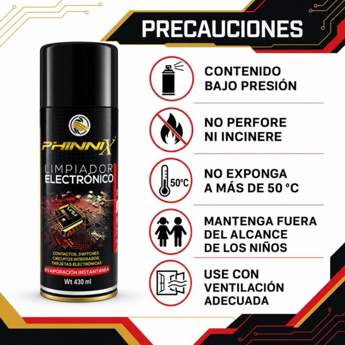 Limpiador de Contactos Electrónicos PHINNIX 430 ml Aerosol Limpiador de Contactos Electrónicos PHINNIX 430 ml Aerosol