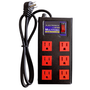 Multitoma Metálica con Supresor de Picos de 6 Salidas