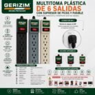 Multitoma Plástica de 6 Salidas con Supresor de Picos
