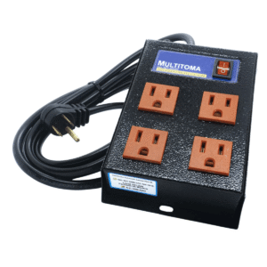 Multitoma Metálica con Supresor de Picos de 4 Salidas