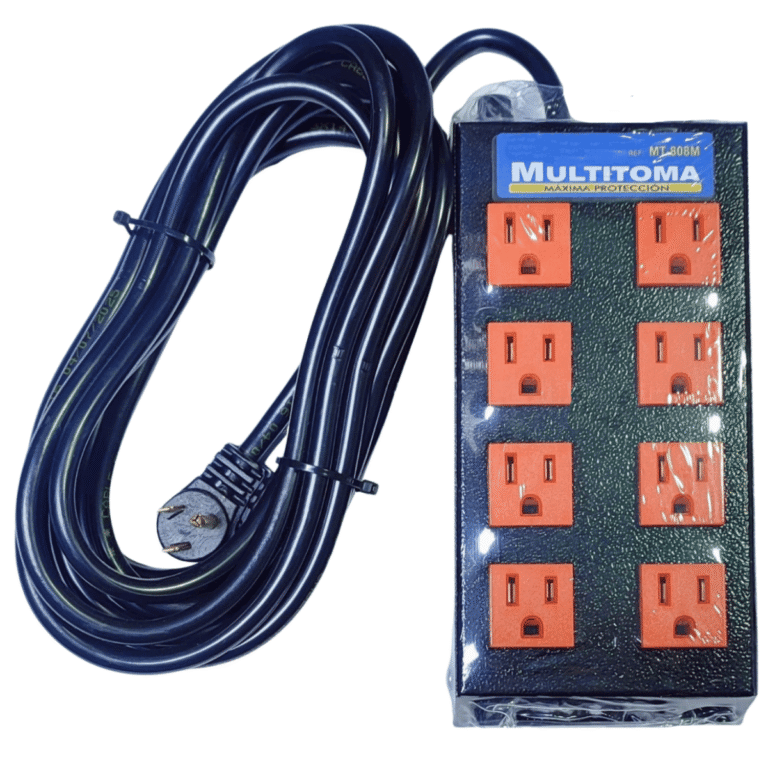 Multitoma Metálica con Supresor de Picos de 8 Salidas