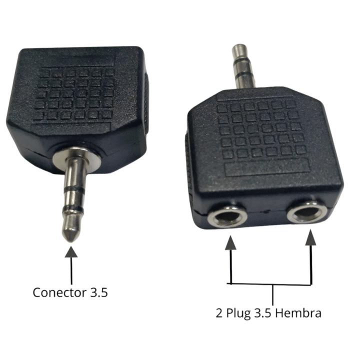 Adaptador Divisor de Audio Estéreo 3.5mm – 1 Macho a 2 Hembras