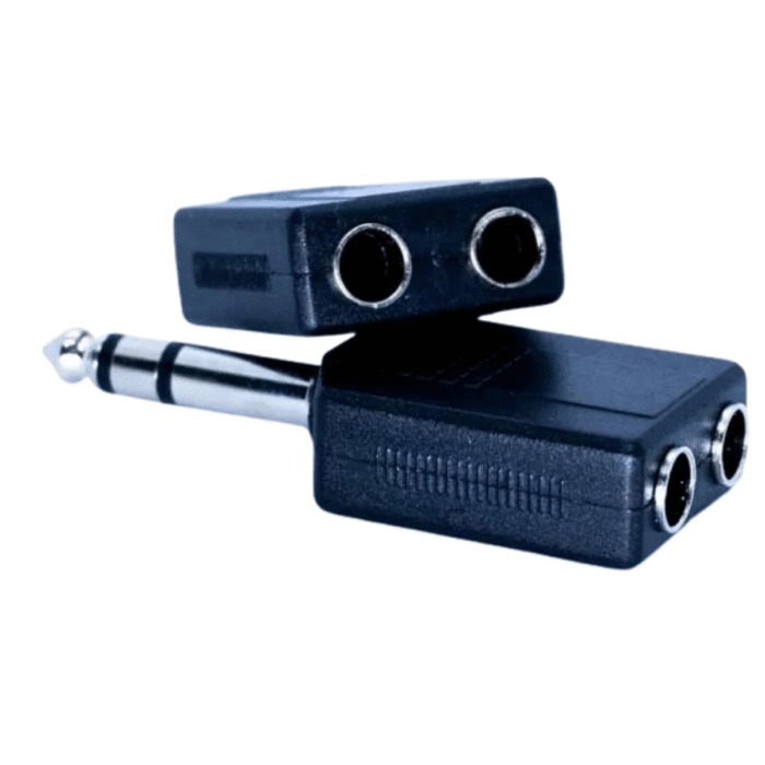 Adaptador Estéreo 6.3 Macho a 2 Jack 6.3 Hembra Adaptador Estéreo 6.3 Macho a 2 Jack 6.3 Hembra