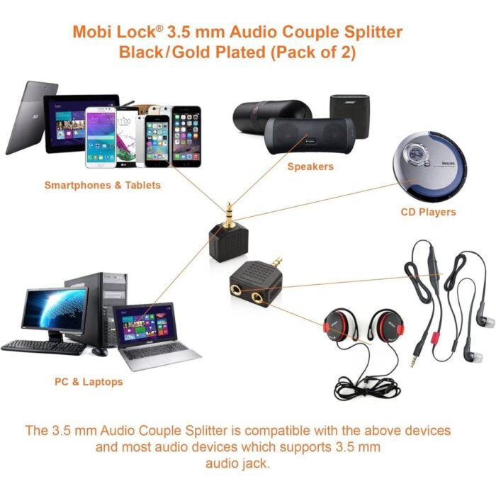 Adaptador Splitter Audio Jack 3.5mm 1 Macho A 2 Hembra Estéreo