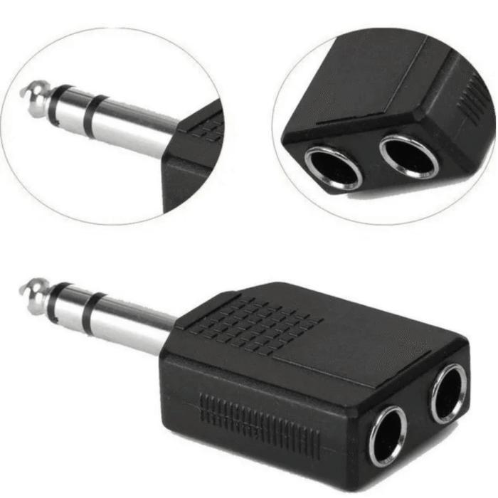 Adaptador Estéreo 6.3 Macho a 2 Jack 6.3 Hembra Adaptador Estéreo 6.3 Macho a 2 Jack 6.3 Hembra