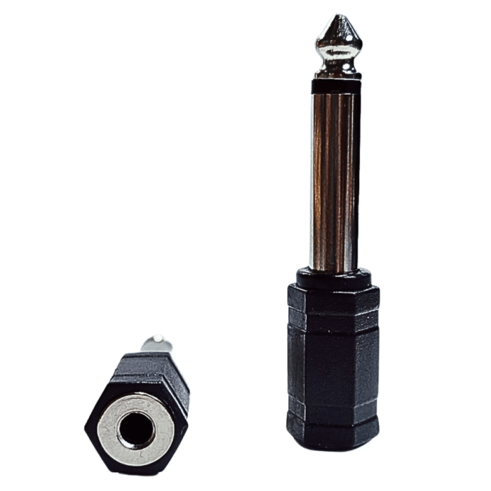 Adaptador de Audio 6.35mm Mono Macho a 3.5mm Hembra – Conector Profesional Adaptador de Audio 6.35mm Mono Macho a 3.5mm Hembra – Conector Profesional