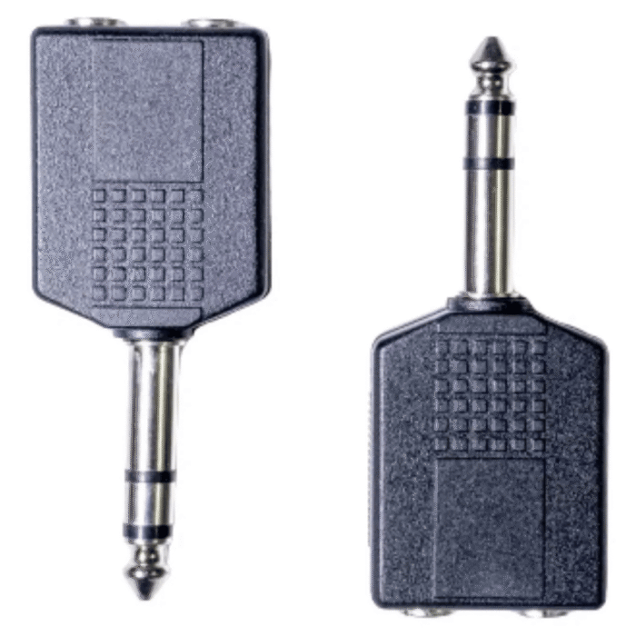 Adaptador Estéreo 6.3 Macho a 2 Jack 6.3 Hembra Adaptador Estéreo 6.3 Macho a 2 Jack 6.3 Hembra