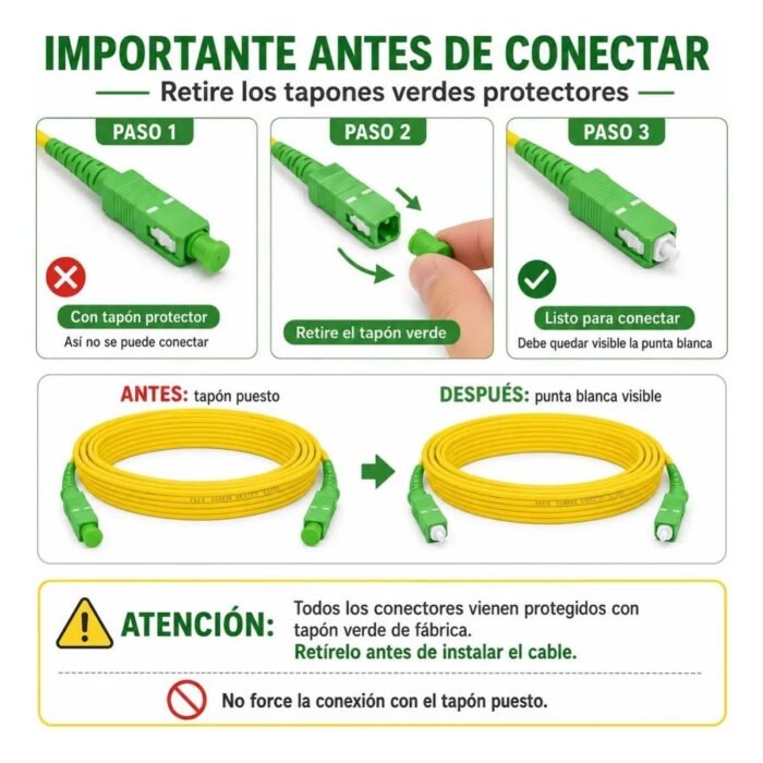 Cable de Fibra Óptica Monomodo SC/APC Compatible con Claro, ETB, Movistar y Tigo Cable de Fibra Óptica Monomodo SC/APC Compatible con Claro, ETB, Movistar y Tigo