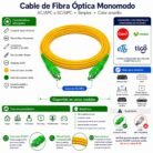 Cable de Fibra Óptica Monomodo SC/APC Compatible con Claro, ETB, Movistar y Tigo