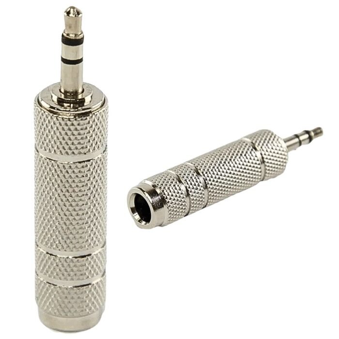 Adaptador de Audio 6.3 Hembra a 3.5 Macho Estéreo Metálico