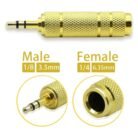 Adaptador de Audio 6.3 Hembra a 3.5 Macho Estéreo Metálico