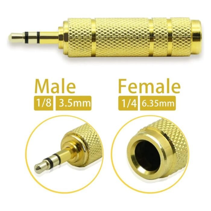 Adaptador de Audio 6.3 Hembra a 3.5 Macho Estéreo Metálico