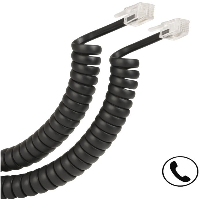 Cable Teléfono Rj9 Espiral 1m Negro 4p4c Auricular