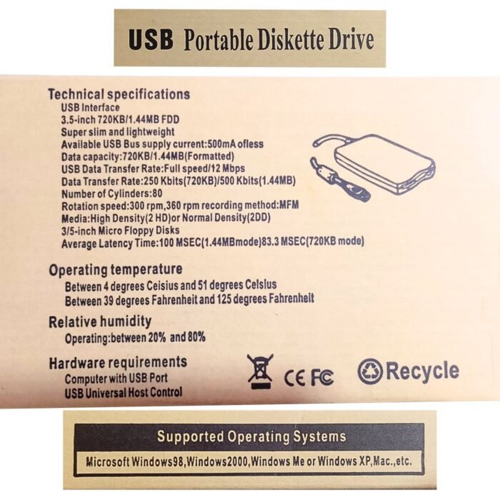 Unidad de Drive Diskette Externa Usb de 1.44 Unidad de Drive Diskette Externa Usb de 1.44