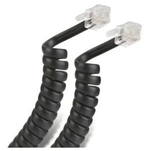 Cable Teléfono Rj9 Espiral 1m Negro 4p4c Auricular