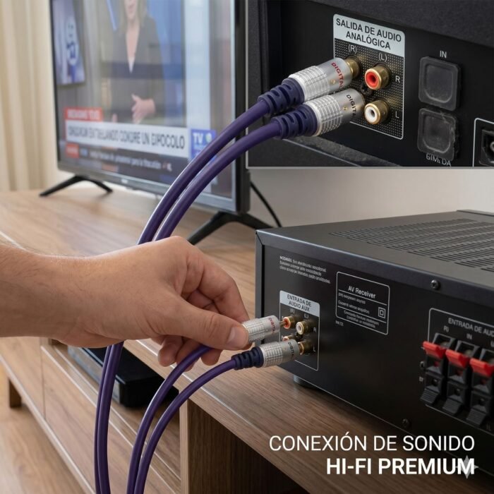 Cable RCA A RCA 2x2 Profesional Audio Cobre Blindado Premium 7.5 Metros