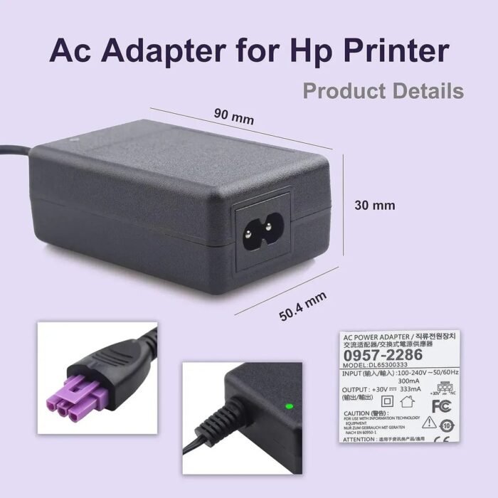 Adaptador de Corriente HP 0957-2286 30V 333mA Conector Morado para Impresoras HP DeskJet Usado