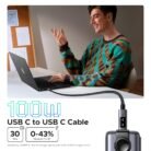 Cable UGREEN Uno USB C A USB C 100W PD Carga Rápida 2 Metros 5A Nylon Trenzado