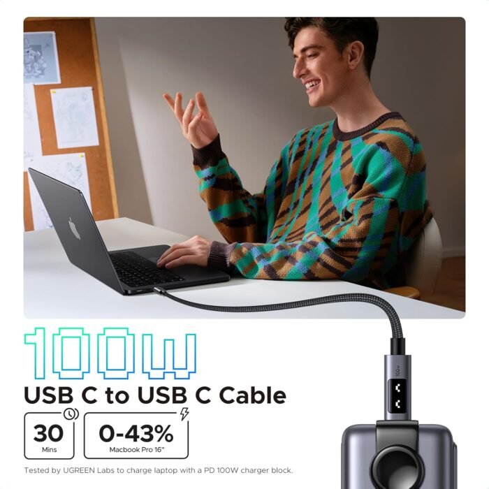 Cable UGREEN Uno USB C A USB C 100W PD Carga Rápida 2 Metros 5A Nylon Trenzado Cable UGREEN Uno USB C A USB C 100W PD Carga Rápida 2 Metros 5A Nylon Trenzado