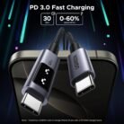Cable UGREEN Uno USB C A USB C 100W PD Carga Rápida 2 Metros 5A Nylon Trenzado