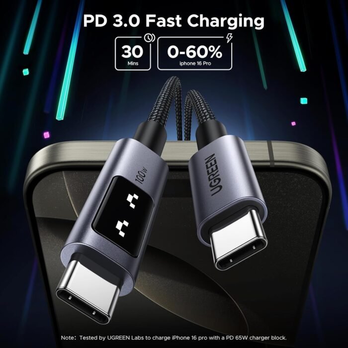 Cable UGREEN Uno USB C A USB C 100W PD Carga Rápida 2 Metros 5A Nylon Trenzado Cable UGREEN Uno USB C A USB C 100W PD Carga Rápida 2 Metros 5A Nylon Trenzado