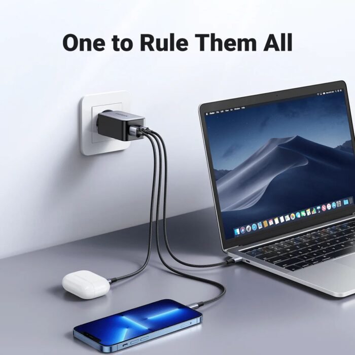 Cargador UGREEN Nexode Pro 65W GaN USB-C PD 3 Puertos Carga Rápida + Cable USB-C