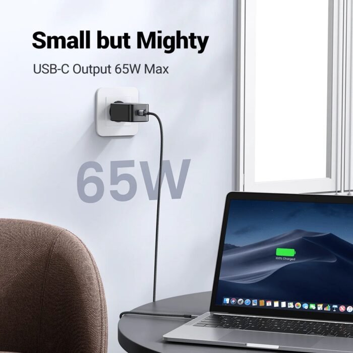 Cargador UGREEN Nexode Pro 65W GaN USB-C PD 3 Puertos Carga Rápida + Cable USB-C