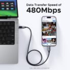 Cable UGREEN Uno USB C A USB C 100W PD Carga Rápida 2 Metros 5A Nylon Trenzado