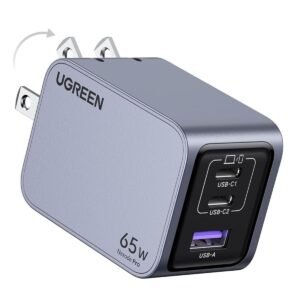 Cargador UGREEN Nexode Pro 65W GaN USB-C PD 3 Puertos Carga Rápida + Cable USB-C