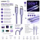 Cable UGREEN Uno USB-C a USB-C PD 100W Carga Rápida 5A Trenzado 1 Metro