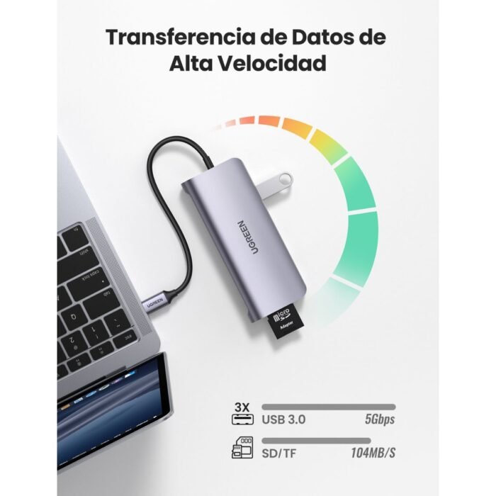 Adaptador UGREEN USB-C 10 en 1 Multifuncional HDMI VGA RJ45 USB SD TF PD 100W Adaptador UGREEN USB-C 10 en 1 Multifuncional HDMI VGA RJ45 USB SD TF PD 100W