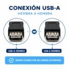 Adaptador USB-A Hembra a Hembra para Unión y Extensión de Cables USB