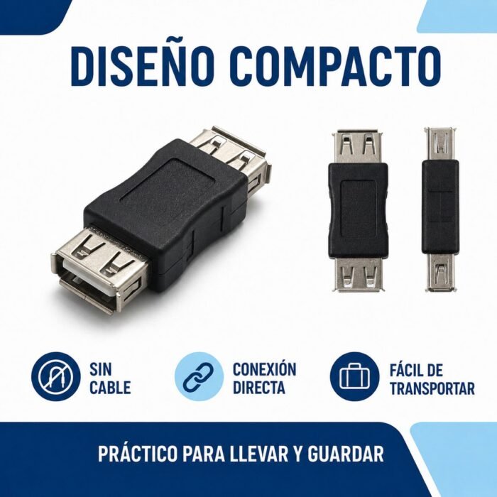 Adaptador USB-A Hembra a Hembra para Unión y Extensión de Cables USB