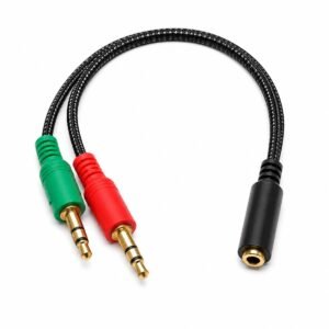 Adaptador Audio 2 Jack 3.5mm Macho a 1 Hembra TRRS Headset PC Laptop Nylon