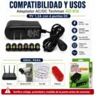 Adaptador Universal Techman AD-1201 1200 mA de 3 V a 12 V
