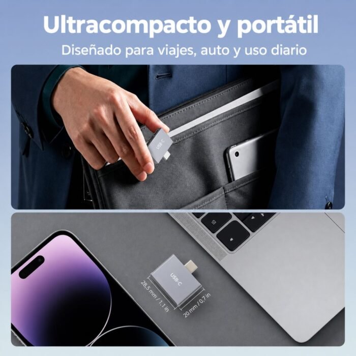 Adaptador USB-C macho a doble USB-C hembra