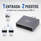 Adaptador USB-C macho a doble USB-C hembra