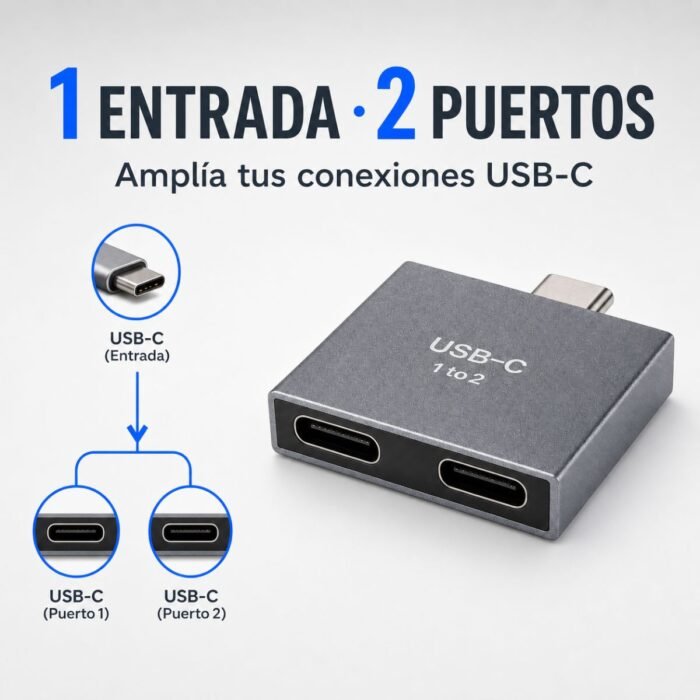 Adaptador USB-C macho a doble USB-C hembra