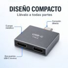 Adaptador USB-C macho a doble USB-C hembra
