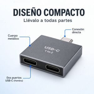Adaptador USB-C macho a doble USB-C hembra