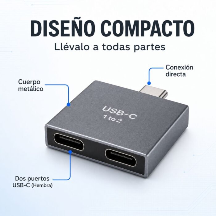 Adaptador USB-C macho a doble USB-C hembra