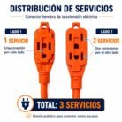 Extensión Eléctrica Naranja Unitec 3 Metros 14 AWG 15A 1650W 3 Servicios