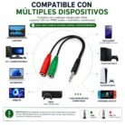 Adaptador de Audio 3.5 mm TRRS Macho a Micrófono y Audífonos 2 Hembras