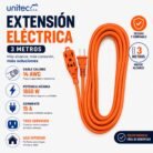 Extensión Eléctrica Naranja Unitec 3 Metros 14 AWG 15A 1650W 3 Servicios
