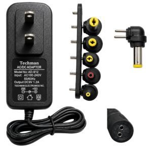 Adaptador de Corriente Techman AD-912 9V 1200mA con 6 Conectores