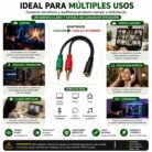 Adaptador Audio 2 Jack 3.5mm Macho a 1 Hembra TRRS Headset PC Laptop Nylon