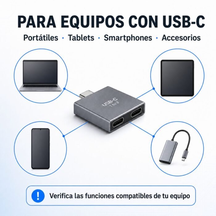 Adaptador USB-C macho a doble USB-C hembra