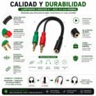 Adaptador Audio 2 Jack 3.5mm Macho a 1 Hembra TRRS Headset PC Laptop Nylon