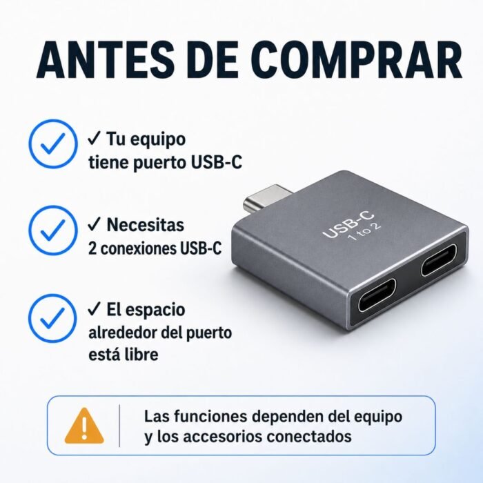 Adaptador USB-C macho a doble USB-C hembra